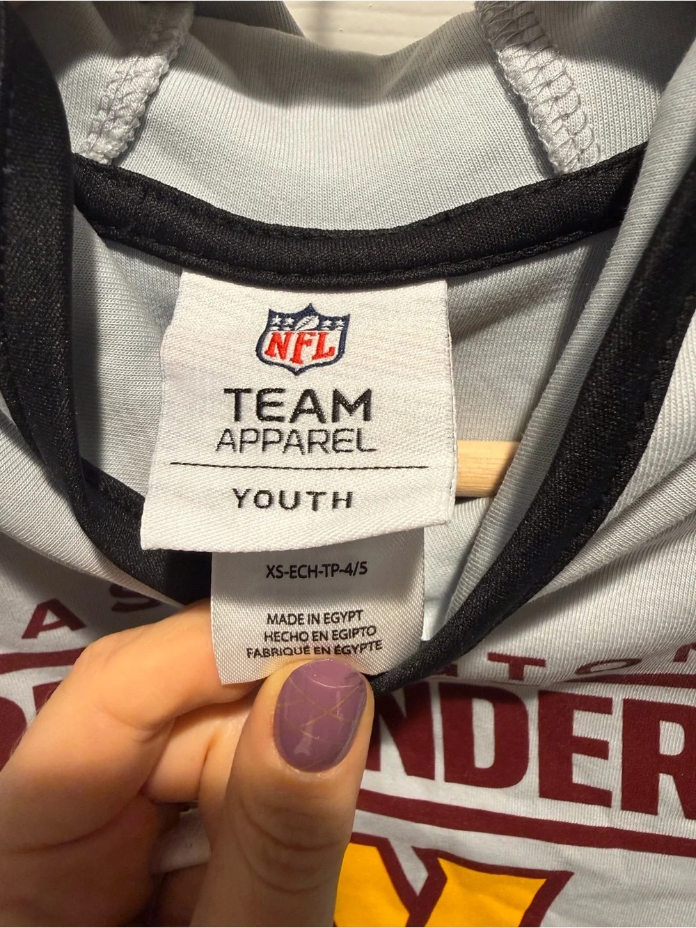 NWT NFL Washington Commanders Kids White Hoodie with Gold Accent
